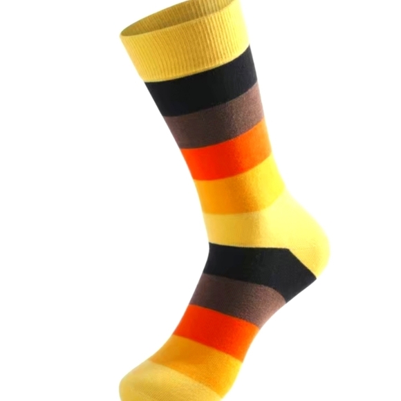 💐3 For $15💐🌈 Socks--Men's Striped Colorblock Dress Socks - Picture 2 of 6